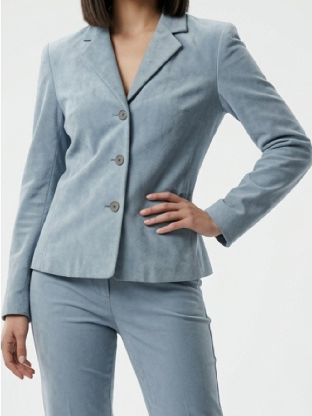 RARE Vintage Country Road Pale Blue Suede Blazer Jacket 2